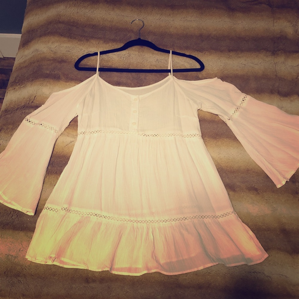 Off-the-shoulder, flowy tunic top